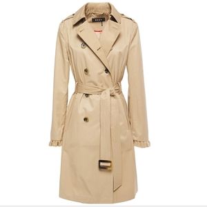 DKNY Ruffle-Trim Cotton Blend Trench XXL
